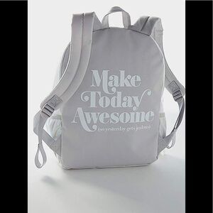 Justice Back to School Back Pack White Shiny “Make Today Awesome” Book Bag